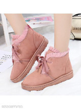 Plain Flat Velvet Criss Cross Round Toe Casual Short Flat Boots