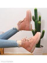 Plain Flat Velvet Criss Cross Round Toe Short Flat Boots