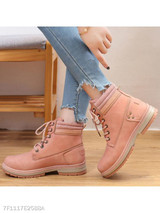 Plain Flat Velvet Criss Cross Round Toe Short Flat Boots