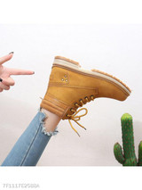 Plain Flat Velvet Criss Cross Round Toe Short Flat Boots