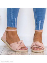 Plain Flat Velvet Ankle Strap Peep Toe Casual Date Flat Sandals