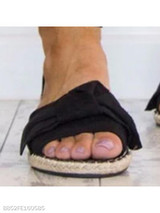 Plain Flat Velvet Ankle Strap Peep Toe Casual Date Flat Sandals