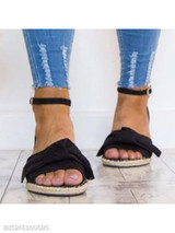 Plain Flat Velvet Ankle Strap Peep Toe Casual Date Flat Sandals