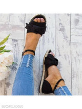 Plain Flat Velvet Ankle Strap Peep Toe Casual Date Flat Sandals