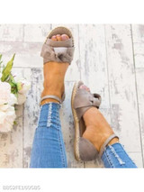 Plain Flat Velvet Ankle Strap Peep Toe Casual Date Flat Sandals