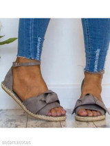 Plain Flat Velvet Ankle Strap Peep Toe Casual Date Flat Sandals