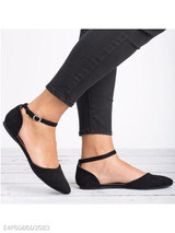 Plain Flat Velvet Ankle Strap Point Toe Date Comfort Flats
