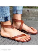 Plain Flat Ankle Strap Peep Toe Casual Gladiator Sandals