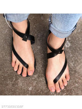 Plain Flat Ankle Strap Peep Toe Casual Gladiator Sandals