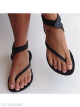 Plain Flat Ankle Strap Peep Toe Casual Gladiator Sandals