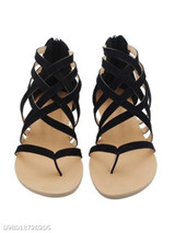 Plain Flat Ankle Strap Peep Toe Casual Gladiator Sandals