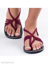 Plain Flat Ankle Strap Peep Toe Casual Flat Sandals