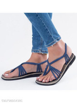 Plain Flat Ankle Strap Peep Toe Casual Flat Sandals