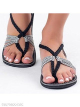 Plain Flat Ankle Strap Peep Toe Casual Flat Sandals
