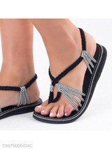 Plain Flat Ankle Strap Peep Toe Casual Flat Sandals