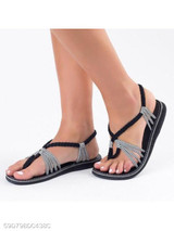 Plain Flat Ankle Strap Peep Toe Casual Flat Sandals