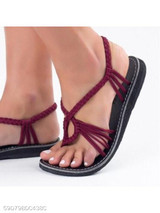 Plain Flat Ankle Strap Peep Toe Casual Flat Sandals