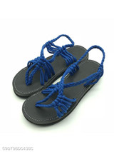 Plain Flat Ankle Strap Peep Toe Casual Flat Sandals