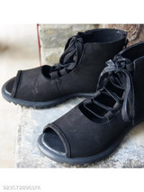 Plain Flat Criss Cross Peep Toe Outdoor Flat Sandals
