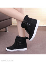 Plain Flat Cotton Criss Cross Round Toe Casual Sport Sneakers