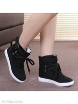 Plain Flat Cotton Criss Cross Round Toe Casual Sport Sneakers