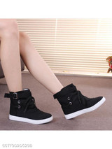 Plain Flat Cotton Criss Cross Round Toe Casual Sport Sneakers