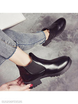 Plain Chunky Mid Heeled Round Toe Date Outdoor Short Flat Boots