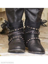 Plain Chunky Low Heeled Round Toe Date Outdoor Knee High Flat Boots