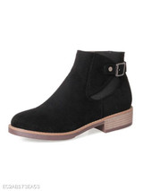 Plain Chunky Low Heeled Round Toe Date Outdoor Short Flat Boots
