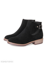 Plain Chunky Low Heeled Round Toe Date Outdoor Short Flat Boots