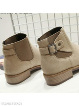 Plain Chunky Low Heeled Round Toe Date Outdoor Short Flat Boots