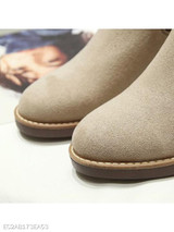 Plain Chunky Low Heeled Round Toe Date Outdoor Short Flat Boots