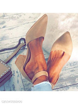 Plain Chunky Low Heeled Velvet Point Toe Date Office Pumps