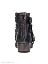 Plain Chunky Low Heeled Round Toe Casual Date Ankle Flat Boots