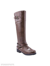 Plain Chunky Low Heeled Round Toe Casual Date Flat Boots