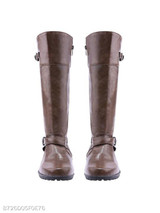 Plain Chunky Low Heeled Round Toe Casual Date Flat Boots