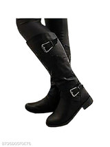 Plain Chunky Low Heeled Round Toe Casual Date Flat Boots