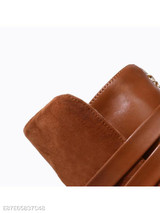Plain Chunky High Heeled Velvet Point Toe Date Outdoor Short High Heels Boots