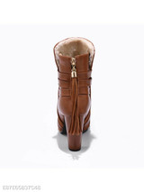 Plain Chunky High Heeled Velvet Point Toe Date Outdoor Short High Heels Boots