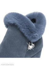 Plain Chunky High Heeled Velvet Point Toe Date Outdoor Short High Heels Boots