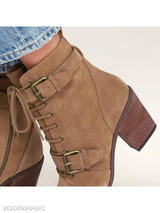 Plain Chunky High Heeled Velvet Point Toe Date Outdoor Short High Heels Boots