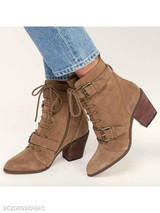 Plain Chunky High Heeled Velvet Point Toe Date Outdoor Short High Heels Boots