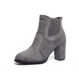 Plain Chunky High Heeled Velvet Round Toe Date Outdoor High Heels Boots