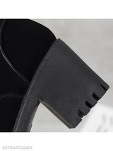 Plain Chunky High Heeled Velvet Round Toe Date Outdoor High Heels Boots