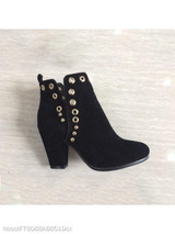 Plain Chunky High Heeled Velvet Round Toe Date Office High Heels Boots