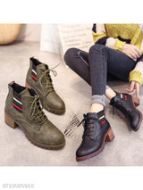 Plain Chunky High Heeled Velvet Round Toe Casual Date High Heels Boots