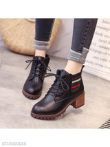 Plain Chunky High Heeled Velvet Round Toe Casual Date High Heels Boots