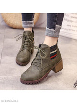 Plain Chunky High Heeled Velvet Round Toe Casual Date High Heels Boots