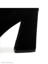 Plain Chunky High Heeled Velvet Point Toe Date Office High Heels Boots
