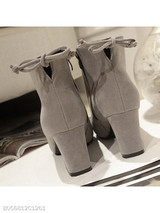 Plain Chunky High Heeled Velvet Point Toe Date Outdoor High Heels Boots